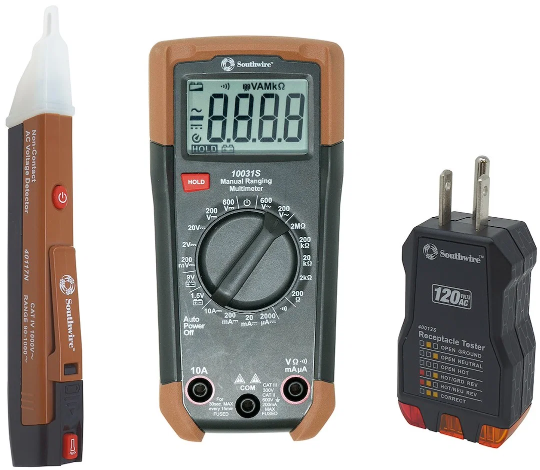 10037K – SOUTHWIRE Circuit Tester, Digital Display/ Green LED/ Red LED Display With 10031S Manual Ranging Multimeter/...